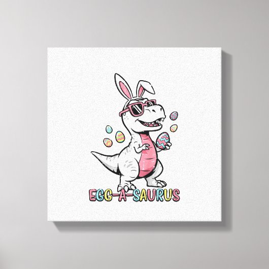 Kids Easter Dino Bunny Egg A Saurus Trex Bunny Boy キャンバスプリント (正面)