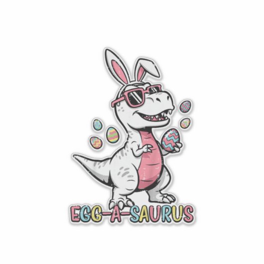 Kids Easter Dino Bunny Egg A Saurus Trex Bunny Boy シール (正面)