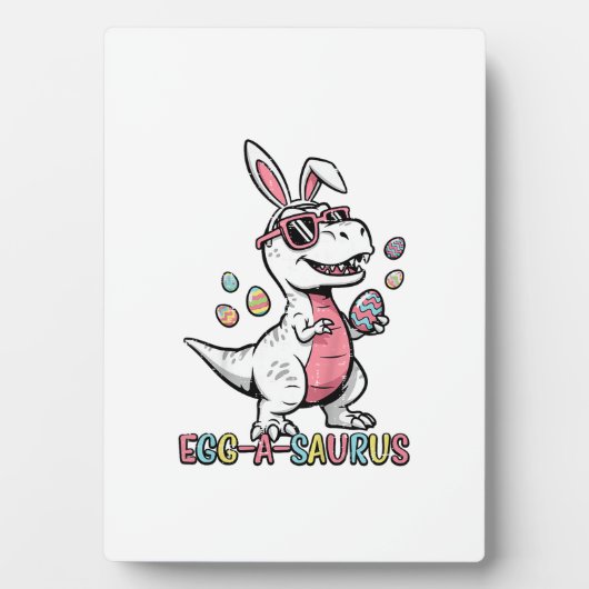 Kids Easter Dino Bunny Egg A Saurus Trex Bunny Boy フォトプラーク (正面)