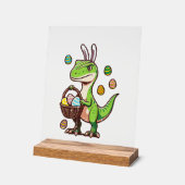 Kids Easter Dinosaur Trex Egg Hunting Boys Kids To アクリルサイン (傾斜)