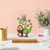 Kids Easter Dinosaur Trex Egg Hunting Boys Kids To アクリルサイン (ウェディング)