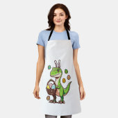Kids Easter Dinosaur Trex Egg Hunting Boys Kids To エプロン (着用した状態)