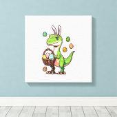 Kids Easter Dinosaur Trex Egg Hunting Boys Kids To キャンバスプリント (インサイチュ (ウッドフロア))