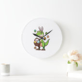 Kids Easter Dinosaur Trex Egg Hunting Boys Kids To ラージ壁時計 (ホーム)