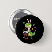 Kids Easter Dinosaur Trex Egg Hunting Boys Kids To 缶バッジ (正面&裏面)