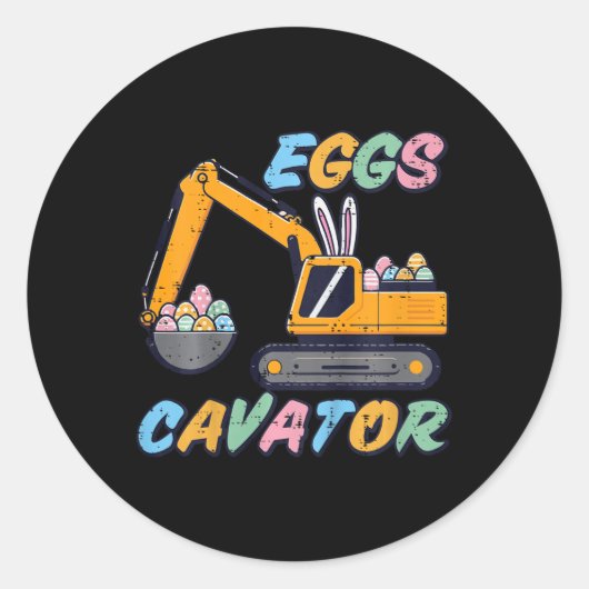 Kids Easter Excavator Eggs Cavator Construction Bo ラウンドシール (正面)
