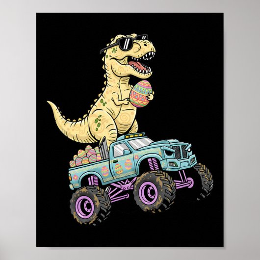 Kids Easter T Rex Monster Truck Dino Graphic  ポスター (正面)