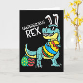 Kids Eastersaurus Rex Easter Trex Bunny Toddler Bo カード (黄色い花)