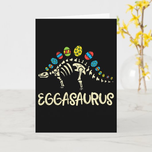 Kids Eggasaurus Easter Stegosaurus Dinosaur Boys K カード (黄色い花)