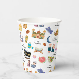 Kids Eid Mubarak Colourful Islamic Paper Cups 紙コップ