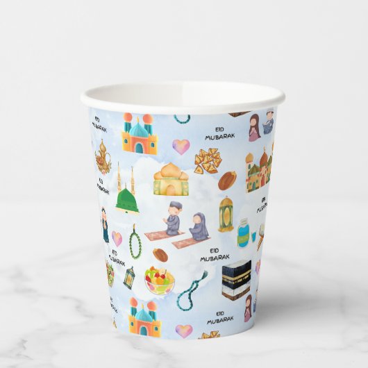 Kids Eid Mubarak Colourful Islamic Paper Cups 紙コップ (左)