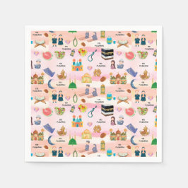 Kids Eid Mubarak Napkins –Colourful Islamic Design スタンダードカクテルナプキン