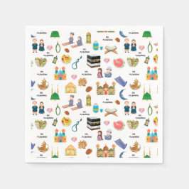 Kids Eid Mubarak Napkins –Colourful Islamic Design スタンダードカクテルナプキン