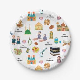 Kids Eid Mubarak Paper Plates – Colourful Islamic  ペーパープレート