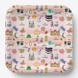 Kids Eid Mubarak Paper Plates – Colourful Islamic ペーパープレート