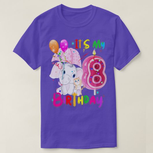 Kids Elephant Birthday Its My 9th Birthday Girls E Tシャツ (デザイン正面)