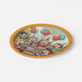 Kids Enjoying their Cakes, Sodas and Balloons ペーパープレート (アングル)