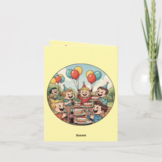 Kids Enjoying their Cakes, Sodas and Balloons 案内状 (裏面)