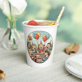 Kids Enjoying their Cakes, Sodas and Balloons 紙コップ