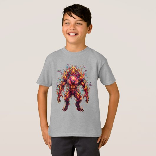 Kids Epic Fiery Monster Graffiti Apparel Piece Tシャツ (正面フル)