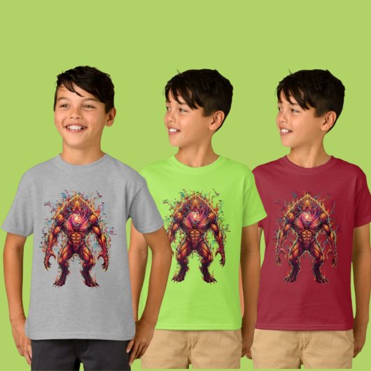 Kids Epic Fiery Monster Graffiti Apparel Piece Tシャツ