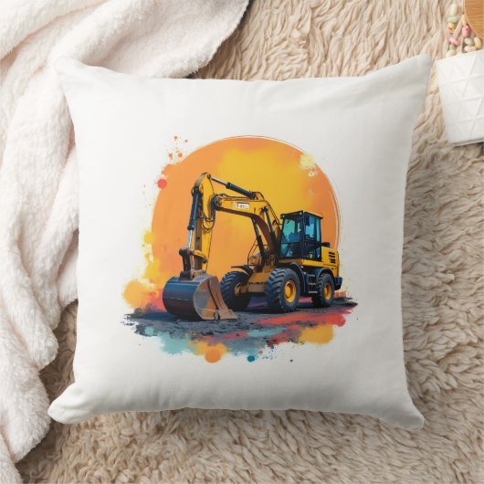 Kids Excavator Pillow クッション (ブランケット)