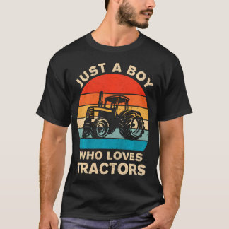 Kids Farm Lifestyle Just A Boy Who Loves Tractors  Tシャツ