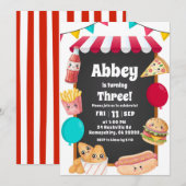 Kids Fast Food Stall Theme Birthday 招待状 (正面/裏面)