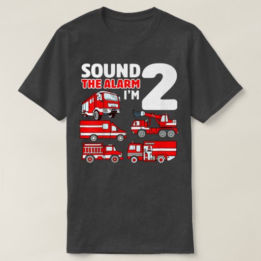 Kids Fire Truck 2nd Birthday Toddler Boy Firefight Tシャツ (デザイン正面)