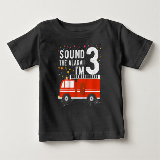 Kids Fire Truck 3rd Birthday Boy 3 Year Old shirt ベビーTシャツ