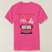 Kids Fire Truck 4 Year Old Firefighter 4th Birthda Tシャツ (デザイン正面)