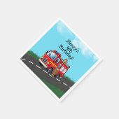 Kid's Fire Truck Birthday Party スタンダードカクテルナプキン (角)