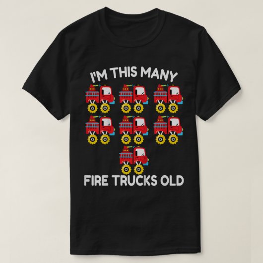 Kids Fire Truck Firefighter Monster Truck 7th Birt Tシャツ (デザイン正面)