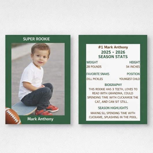 Kids Football Rookie Trading Card 招待状