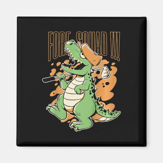 Kids Fore Squad T-rex Dinosaur Golf Player Graphic マグネット (正面)