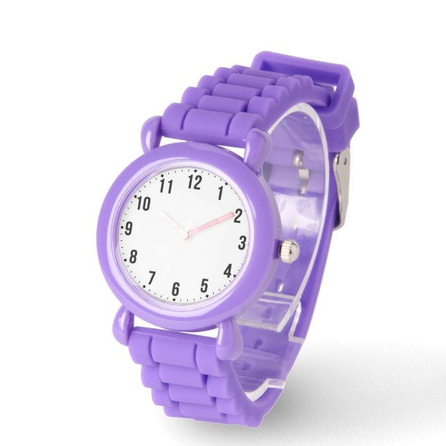 Kids Formal Photo Watch with Purple Silicone Strap 腕時計 (傾斜)