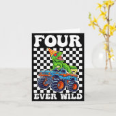 Kids Four Ever Wild Dinosaur Monster Truck 4th Bir カード (黄色い花)