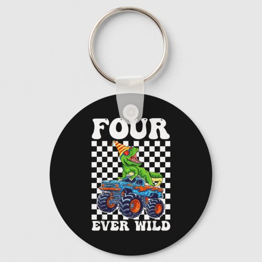 Kids Four Ever Wild Dinosaur Monster Truck 4th Bir キーホルダー (正面)