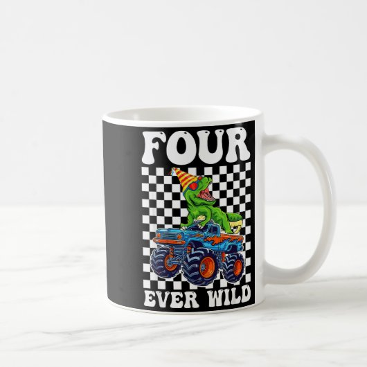 Kids Four Ever Wild Dinosaur Monster Truck 4th Bir コーヒーマグカップ (右)