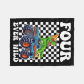 Kids Four Ever Wild Dinosaur Monster Truck 4th Bir フリースブランケット (正面(横))