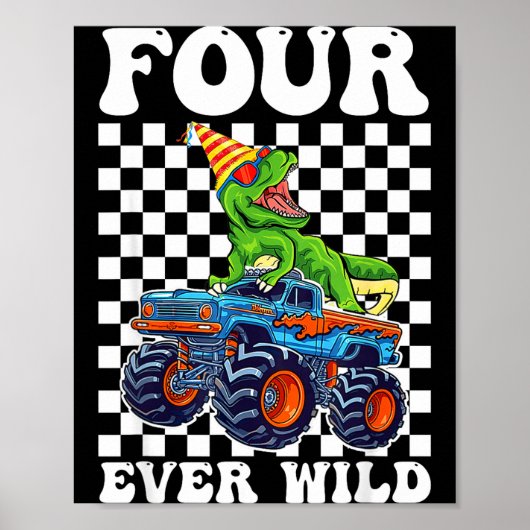 Kids Four Ever Wild Dinosaur Monster Truck 4th Bir ポスター (正面)