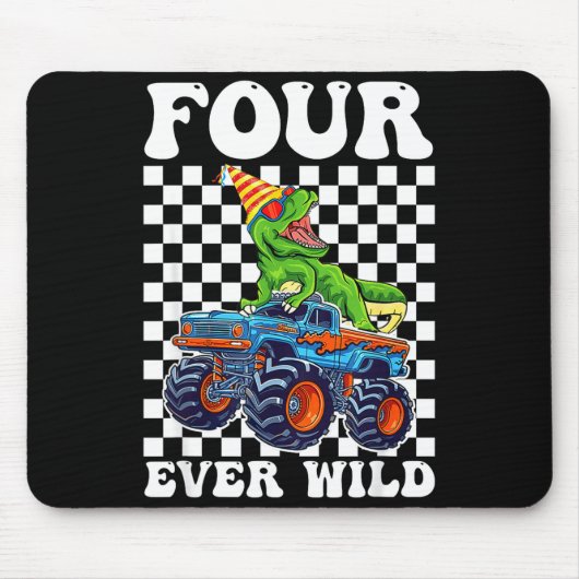Kids Four Ever Wild Dinosaur Monster Truck 4th Bir マウスパッド (正面)