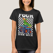 Kids Four Ever Wild Dinosaur Monster Truck 4th Bir Tシャツ (正面)