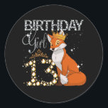 Kids Fox Animal Lovers 13th Birthday Girl Fox B-da ラウンドシール<br><div class="desc">Awesome tee Ideas People who born in 2010 Retro Vintage Classic Old School 13th Awesome tee Ideas for Men Women. 13 years old awesome vintage birthday. Complete happy birthday decorations .Your birthday party will be funny, awesome, epic & legendary. The beautiful and long-awaited B-day of your child, girl. A wonderful...</div>