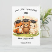 Kids Fox Bear Bunny Woodland Graduation カード (スタンド正面)