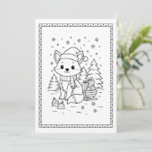 Kids Fun Christmas Fox Coloring Flat Note Card シーズンカード (スタンド正面)