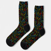 Kids Fun Play Outline Neon Black Pattern ソックス (左)