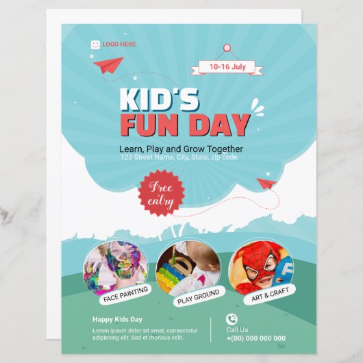 Kid's Funday Flyer template (正面/裏面)