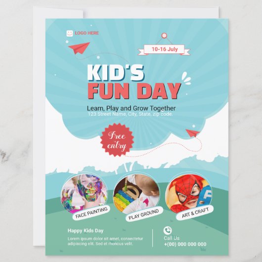 Kid's Funday Flyer template (正面)