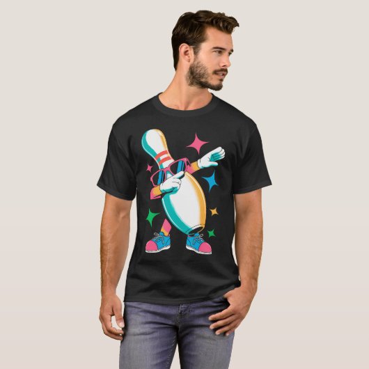 Kids Funny Bowling Tee Bowling Pin Dabbing Dab Bow Tシャツ (正面フル)
